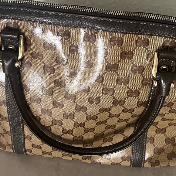 Crystal Monogram Medium GG Charm Dome Satchel Dark Brown - Picture 3 of 16